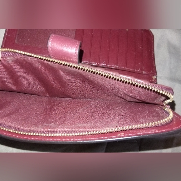 Authentic Vintage Coach New York Long Zipper Wallet Burgundy Wine Bordeaux Plum - Picture 14 of 14